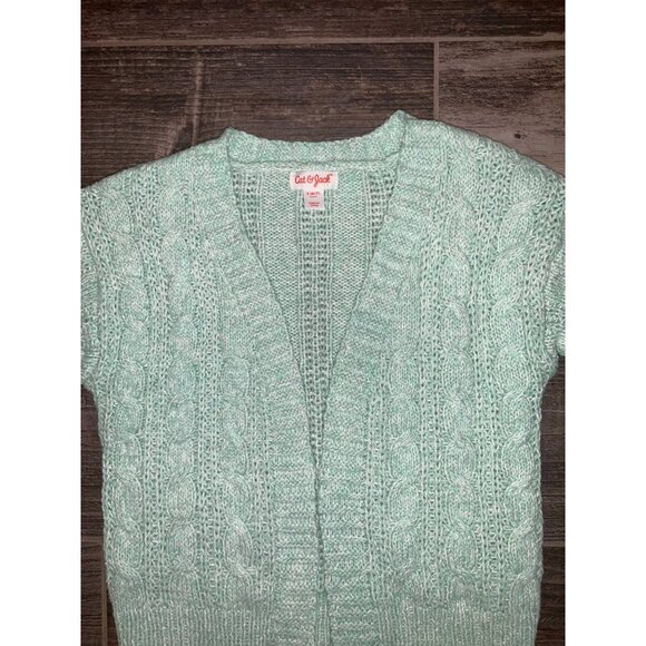 Cat & Jack Girls Open Front Sweater Cardigan Mint Green Soft Knit Small 6 - Picture 3 of 3